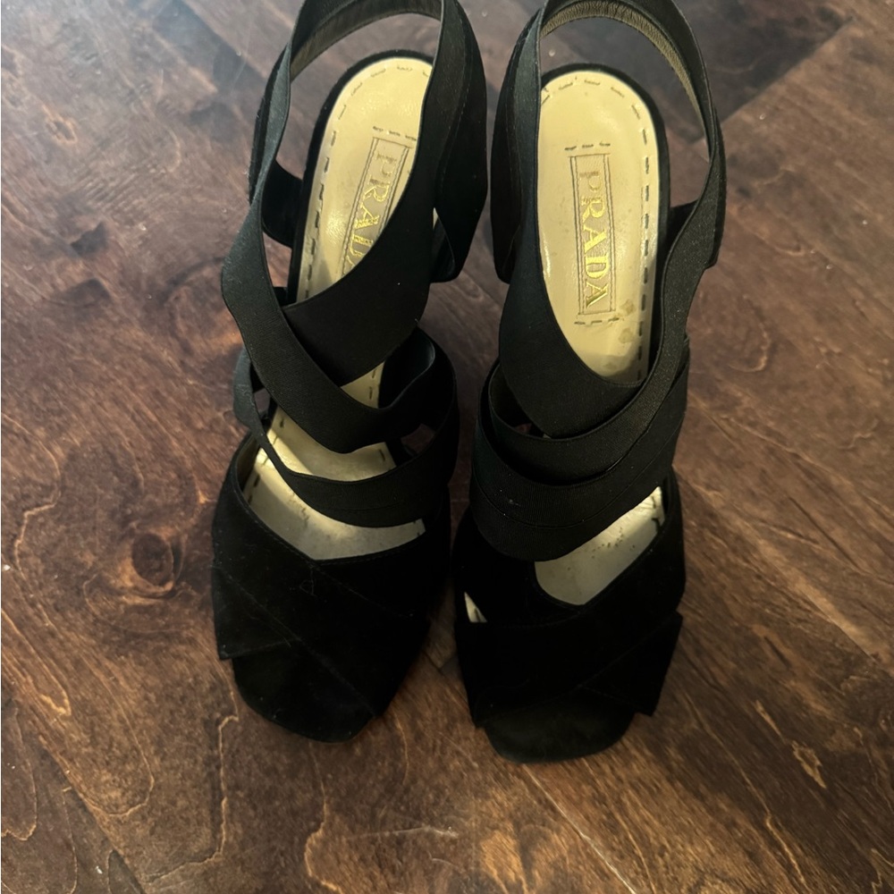Prada Black Strappy Heels